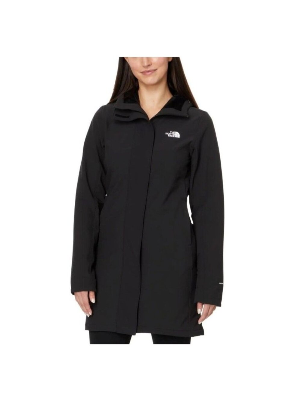 North Face Women XL Shelbe Raschel Parka-Length Jacket Hood Black Windwall Coat